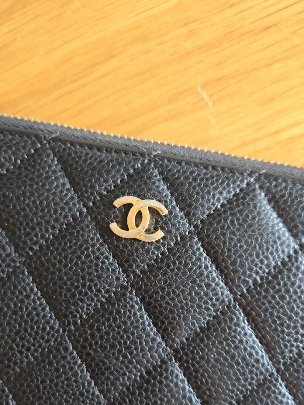 CHANEL Black Caviar Leather Quilted Zip-Around Wallet with CC Logo, GUC - Picture 5 of 9